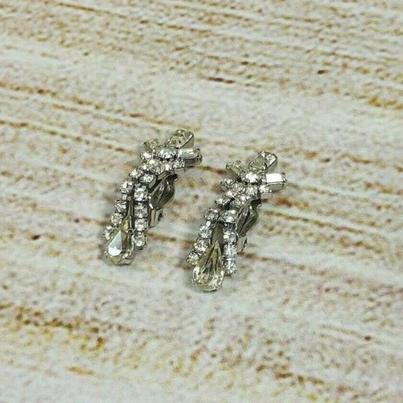 Women White/Clear Beads Necklace &  Silver Color Clips Earrings Set Gift for Her - Picture 11 of 12